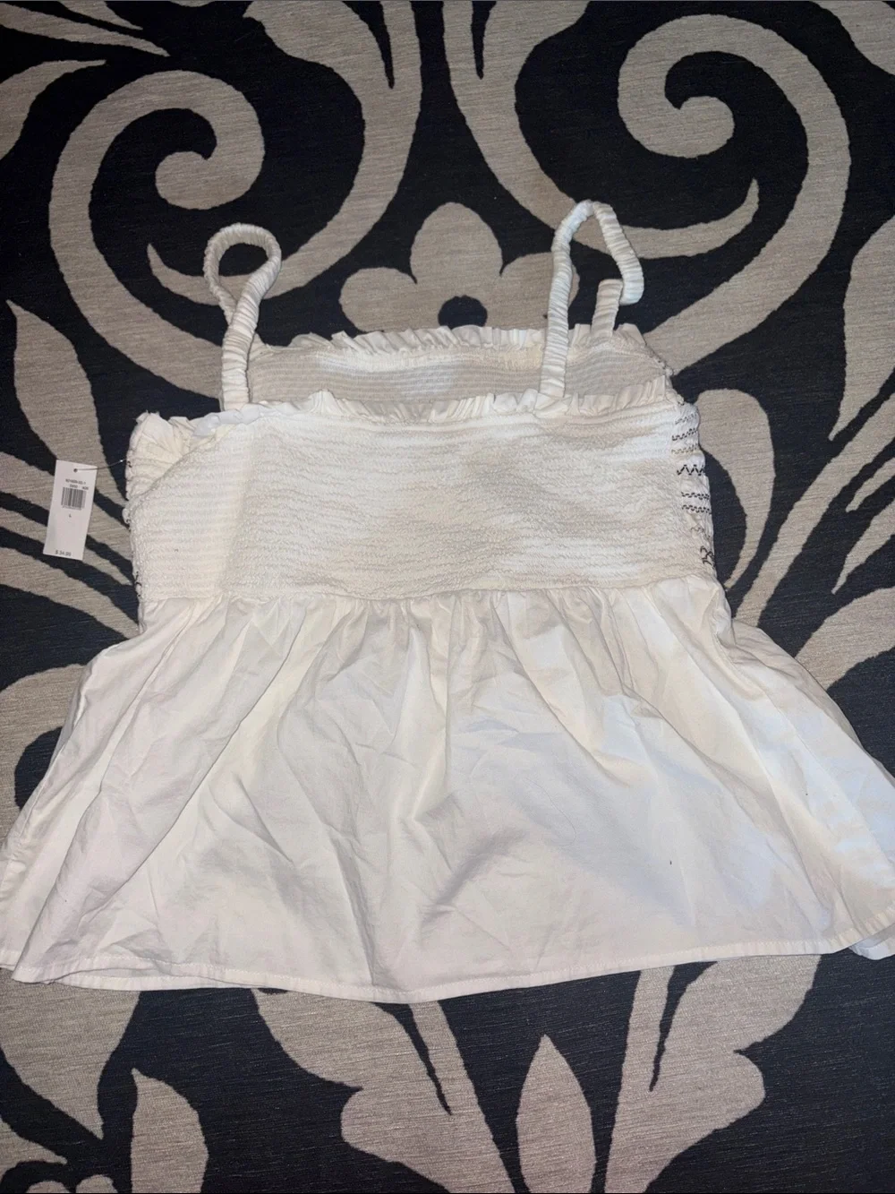 Old Navy White Smocked Cotton Tank Top for Girls